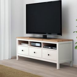 HEMNES TV Stand: White Stain/Light Brown