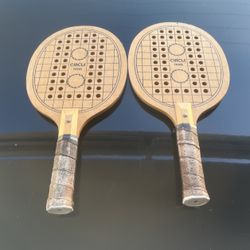 Set Of Wood Rackets.
