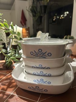 Vintage Corning Ware Blue Flower Set