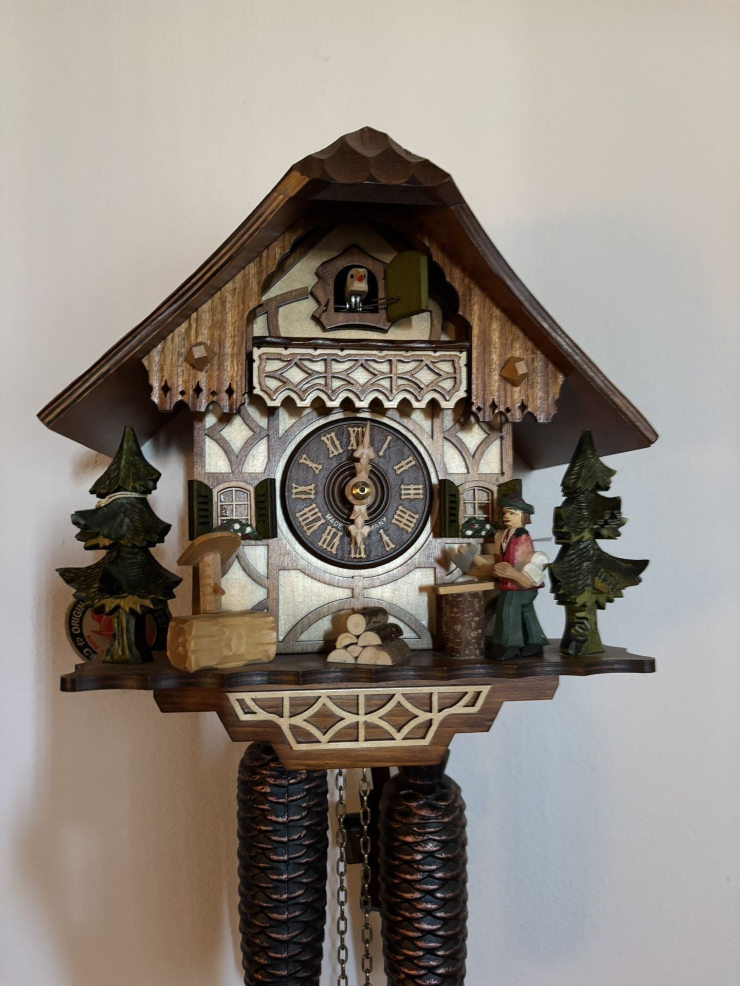 Retired Schwarzwalder Chalet 8-day Cuckoo Clock W/ Animated Woodcutter by Hubert Herr