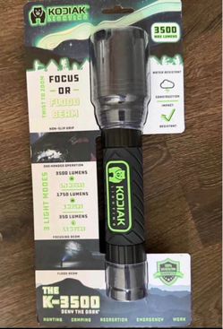 KODIAK Tactical Flashlight, 3500 Lumen Compact LED Flashlight with Rubber Coated Grip, High Power Wo