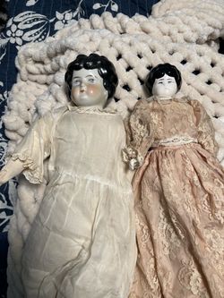 Antique Victorian China Head Dolls – Porcelain Head Dolls – 1800s