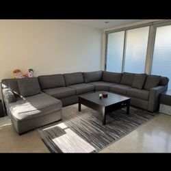 Grey U Shape Sectional Sofa 4 Pc Modular Set