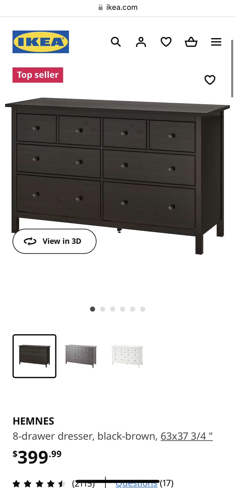 ikea hemnes 8 drawer dresser black brown HEMNES 8-drawer dresser, black-brown, 63x373/4"