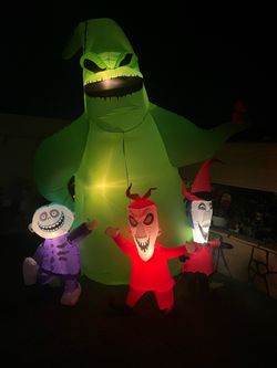 Disney Nightmare Before Christmas Oogie Boogie with Lock, Shock, and Barrel Halloween Inflatable
