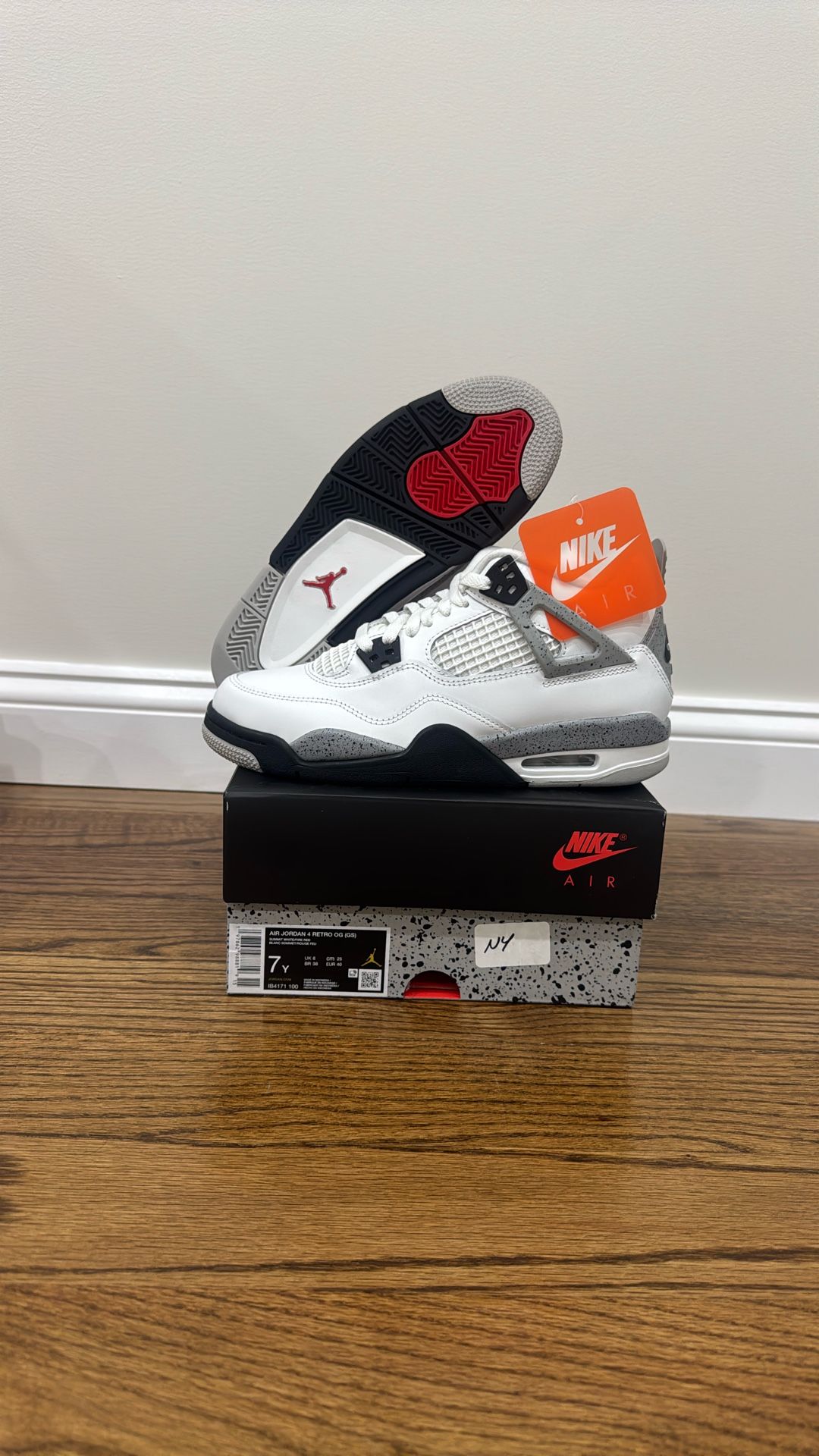 Jordan 4 White Cement (2025)- Size 7Y (gs)