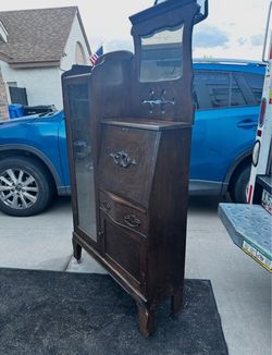 Antique quarter oak side by side secretary bookshelf