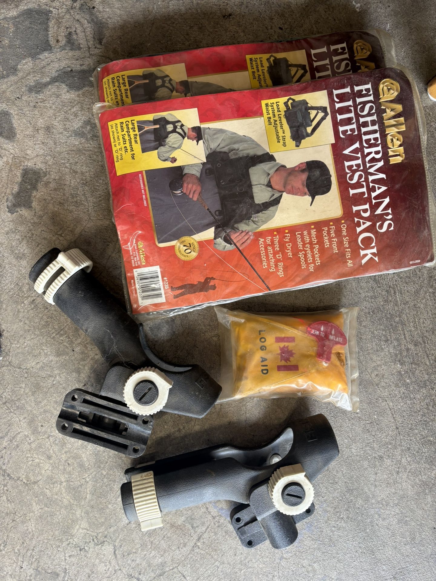 Fishing Kit- 2 Rod Holders With Mount, 2 Vests And Flotation Device