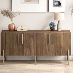 Walnut Finish Mid-century TV Stand Media Console