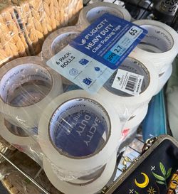 Clear Packing Tape Refills (6 Rolls),Heavy Duty Packaging Tape for Moving Supplies,2.7 Mil Thick Shipping Tape, 1.88 Wide,65 Yards Per Roll,Total 390