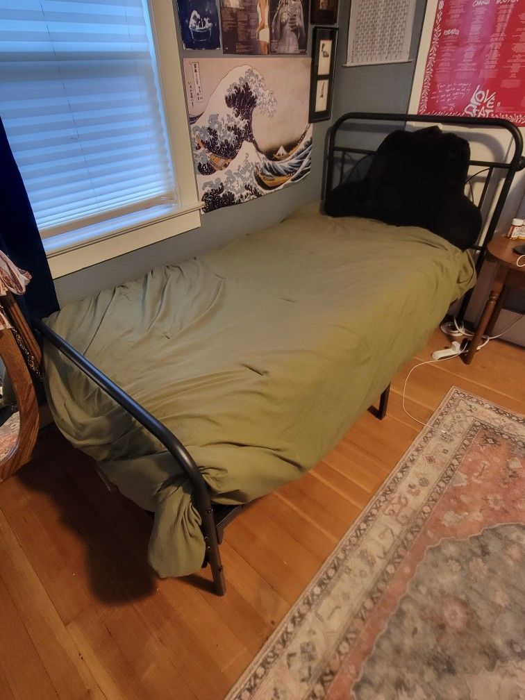 Free twin bed, mattress, sheets, and comforter