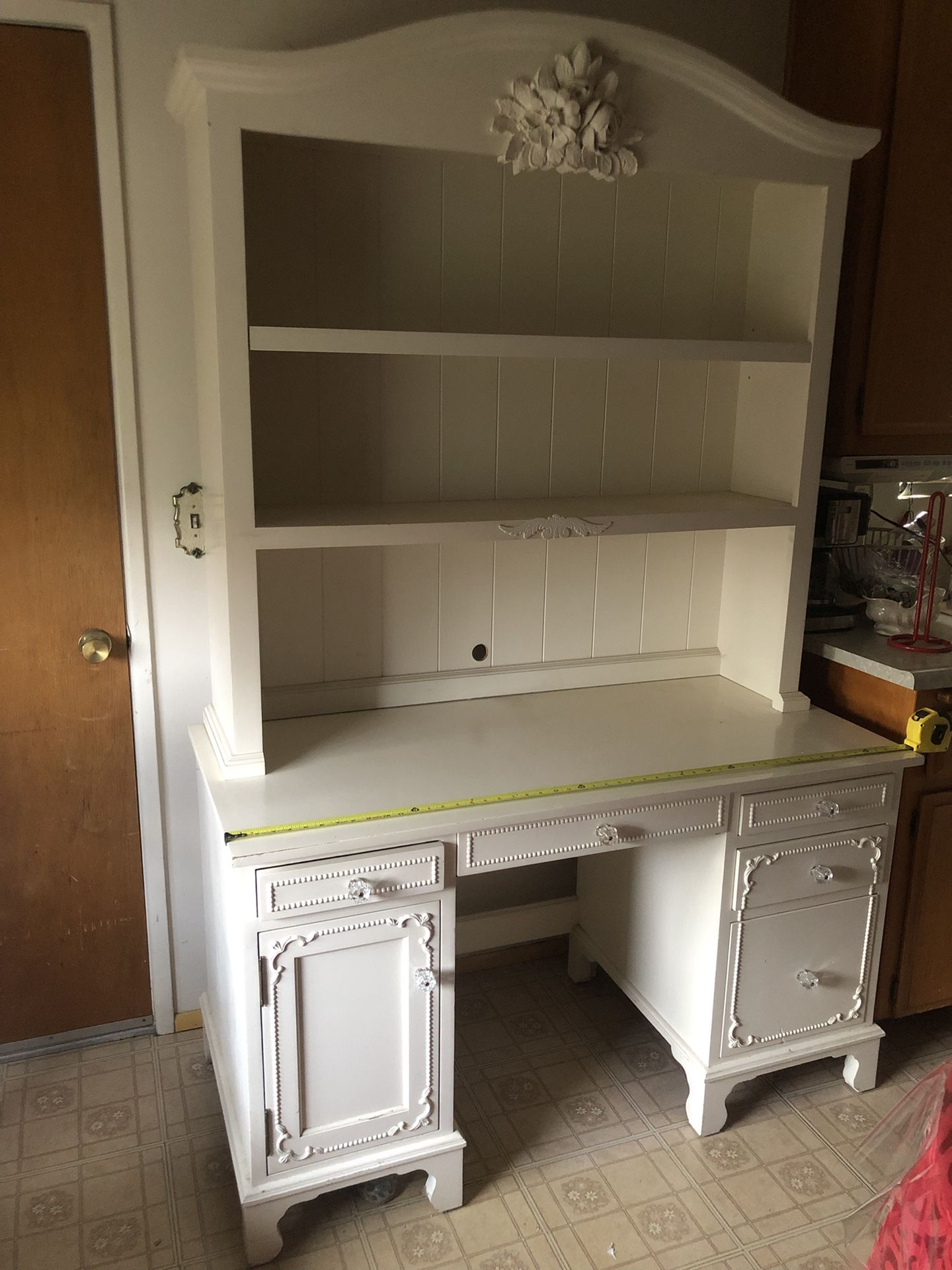 Vintage Shabby Chic White Hutch