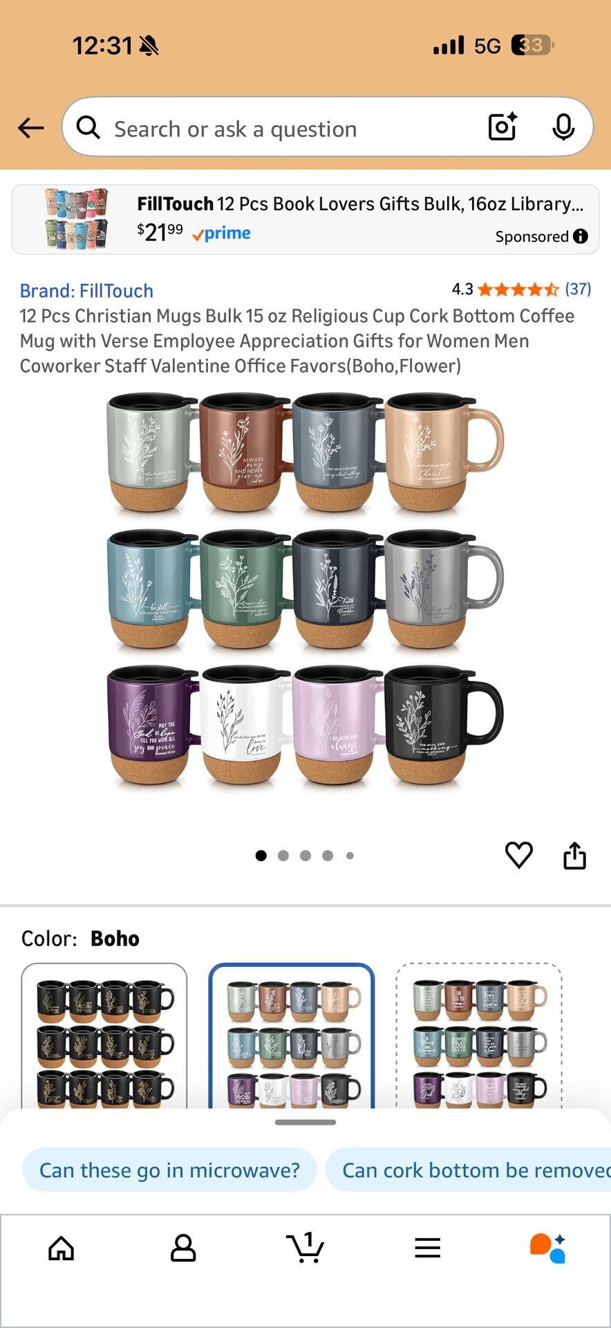 12 Pcs Christian Mugs Bulk 15 oz Religious Cup Cork Bottom Coffee Mug with  Verse Employee Appreciation Gifts for Women Men Coworker Staff Valentine Of