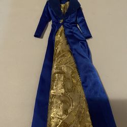 Barbie Vintage 1997 Fashion Dress Avenue Blue & Gold Formal Dress