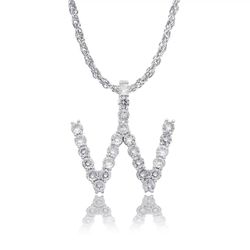 HipHop Stainless Steel Alphabet Letter CZ Neckalce Jewelry Rope Chain