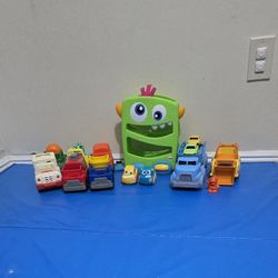 Fisher-Price Monster Trucks Racing Ramp / Green Toys Scooper Construction Truck / Green Toys Car Carrier / Mini Toy Trucks