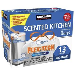 Kirkland Signature Flex-Tech 13-Gallon SCENTED Kitchen Trash Bags, 200-count