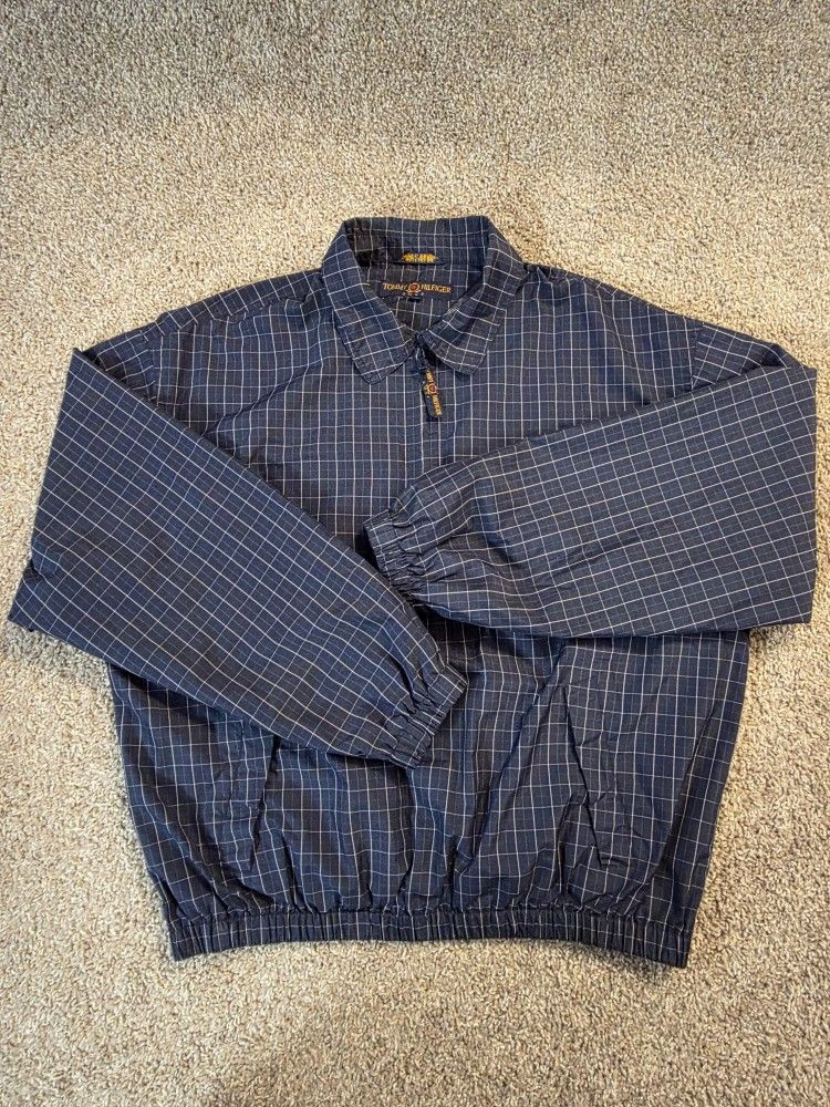 Vintage Tommy Hilfiger Jacket Windbreaker Pullover Golf 1/4 Zip Plaid X-Large