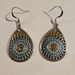 Bohemian Turquoise Silver Color Drop Earrings