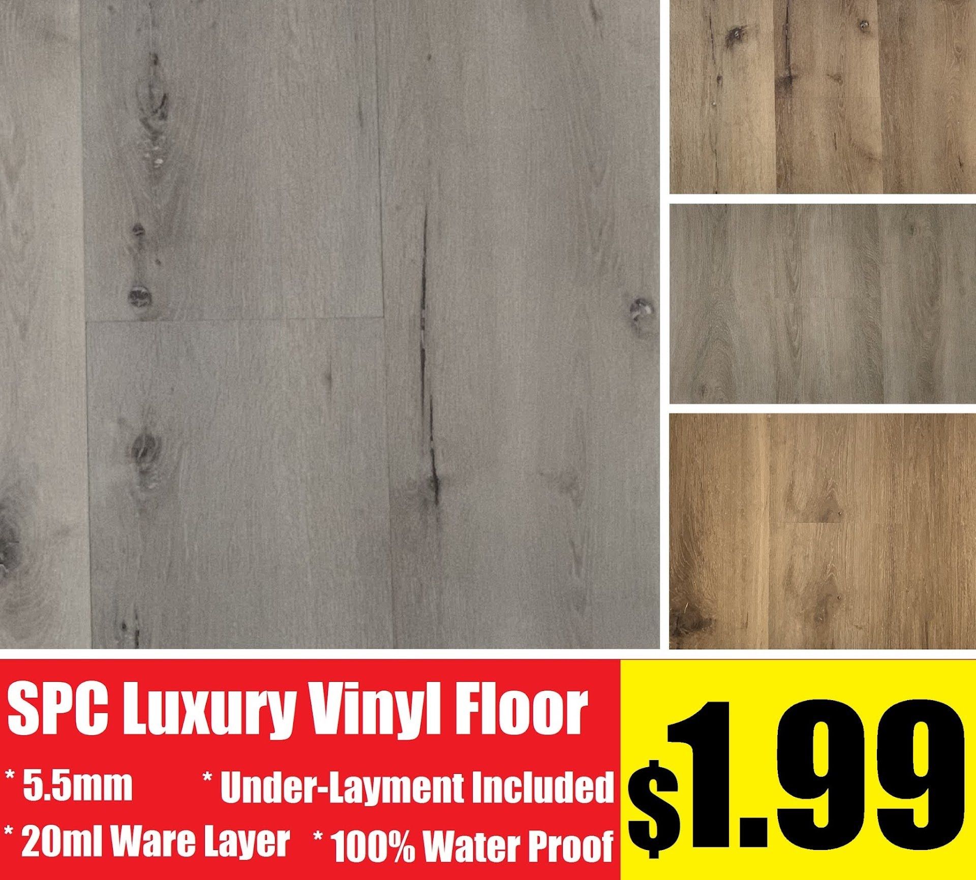 SPC vinyl 100% Waterproof Floor Floors Flooring 5.5 mm 20 ml Sale