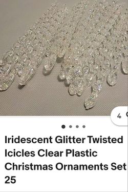 Set Of 25 Iridescent Glitter Twisted Clear Icicles 