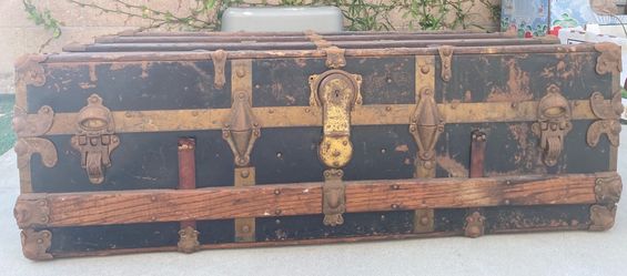 Antique Steamer Trunk with Brass Hardware