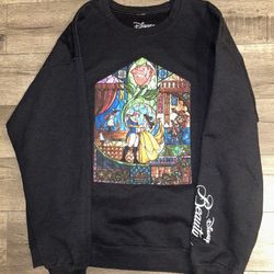 Beauty and the Beast Stained Glass Sweatshirt Black Large