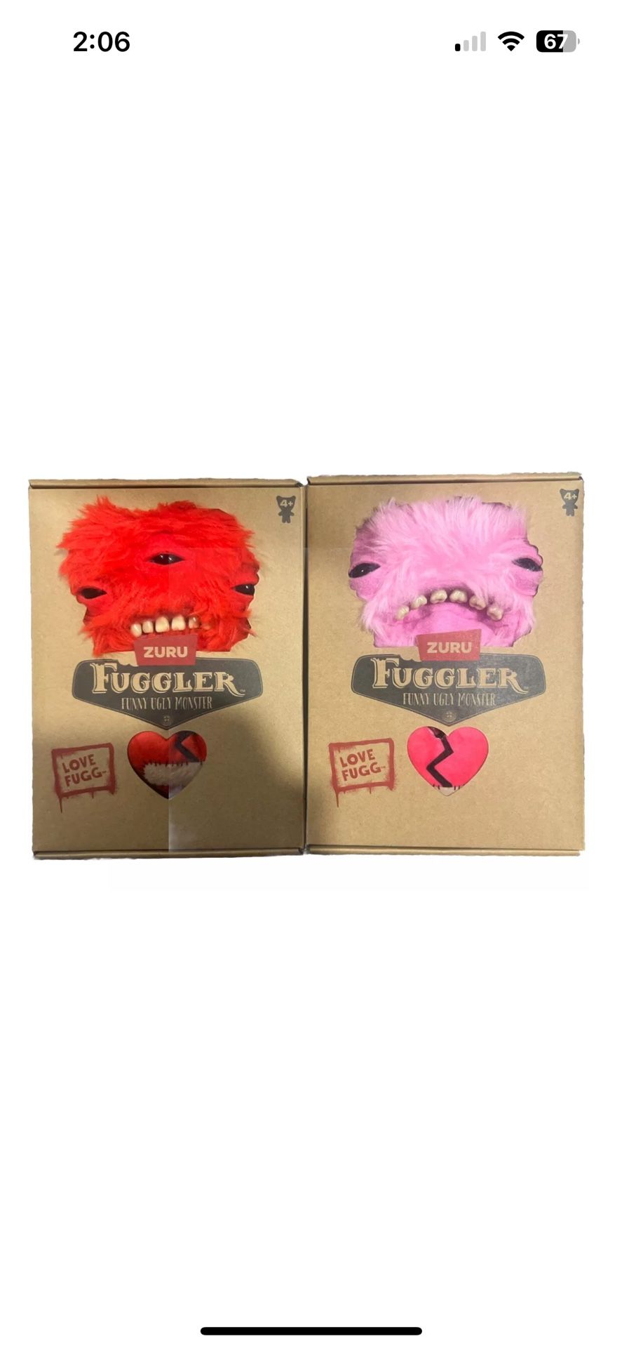 Valentine's Day Fugglers 9" LOVE FUGG Red And Pink Set 2025