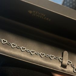 Diamond Heart Bracelet In Sterling Silver