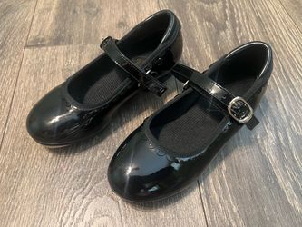 Girls Black Patent Mary Jane TAP Dance Shoes