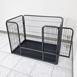 (New) $95 Pet Playpen Heavy-Duty Dog Kennel with Plastic Tray, 49x32x35” Tall 