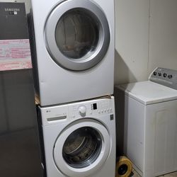 LG Front Load Washer And Stackable Gas Dryer Set 
