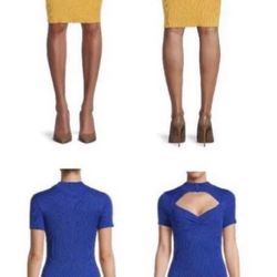 Women’s Cute Knit Blue Or Yellow Sweater Dress - Size Medium $15 Each 
