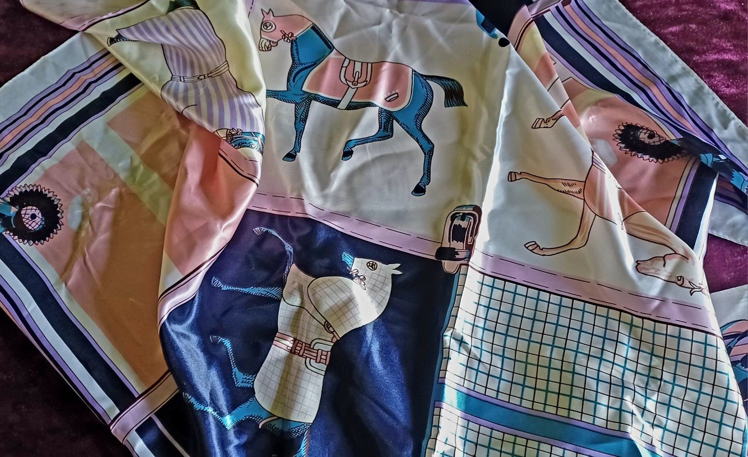 Vintage Equestrian Satin Scarf