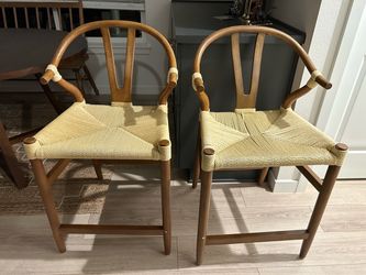 Wood and rattan counter stools