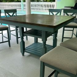 Farmhouse High Top Table And  6 Chairs