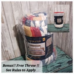 (+BonusThrowFree)PENDLETON Super Soft Velvety KING Blank Plush Bedding NEW!!
