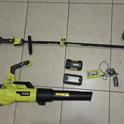 RYOBI

40V HP Brushless 600 CFM 155 MPH Cordless Leaf Blower and Carbon Fiber String Trimmer with 4.0 Ah Battery and Charger

