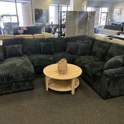 Large Corduroy Sleeper Sectional 