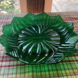 Rare 1950’s “ Fire King” Green Leaf And Blossom Set 