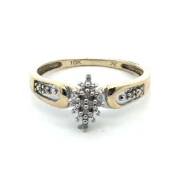 Woman’s Ladies 10k Yellow Gold Diamond Cluster Ring Size 6 GP3128629