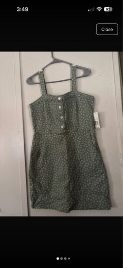 Olive green, floral dress