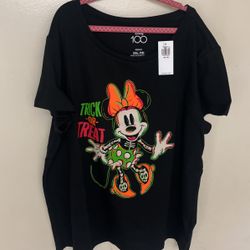 DISNEY MINNIE MOUSE HALLOWEEN T SHIRT GLOWS IN THE DARK Size 14/16