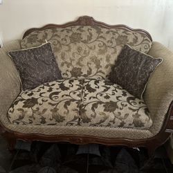 Antique Living Room Set with Marble Table 