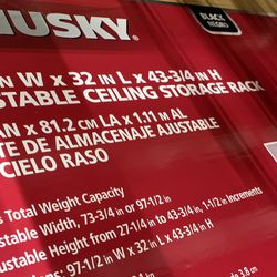 (Read below)Brand new Husky Adjustable Height Metal Heavy-Duty Overhead Garage Storage Rack in Black