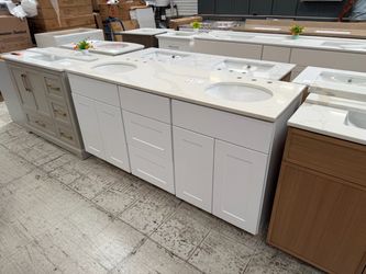White bathroom vanity 66”in