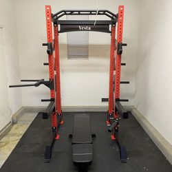 Vesta Fitness Half Rack 1000 | Adjustable Bench | 260lb Bumpers Weights | 7ft Olympic Bar | Fitness | Gym Equipment | FREE DELIVERY 🚚 