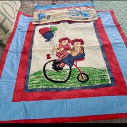 Handmade raggedy Ann& Andy crib coverlet & travel pillow case