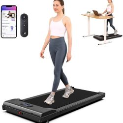 Walking Pad Under Desk Treadmill，Portable Small Treadmills for Home and Office，Super Quiet Brushless Motorized Walking Jogging Running Machine with Re