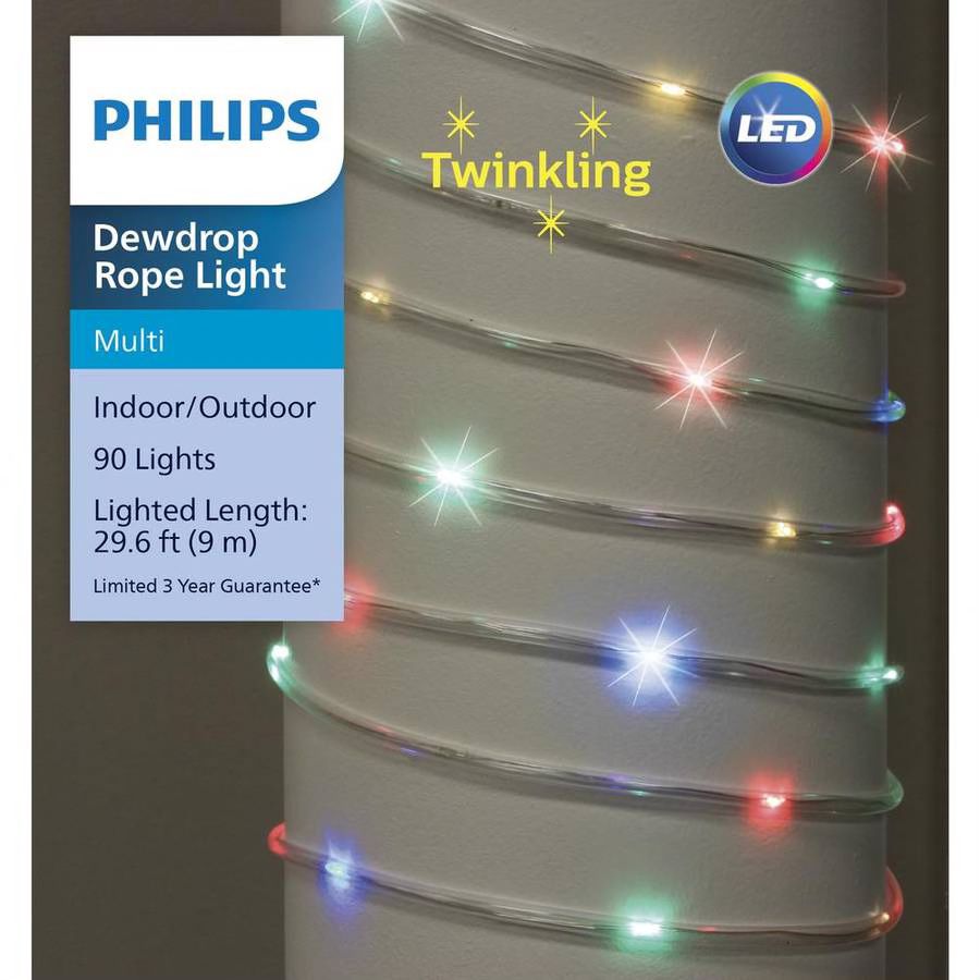 Philips 90-Light Twinkling Dew Drop Rope Christmas Lights - Multi